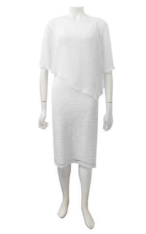 WHITE  - Karen lace dress with chiffon overlay