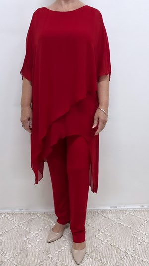 RED - Tilly chiffon overlay jumpsuit