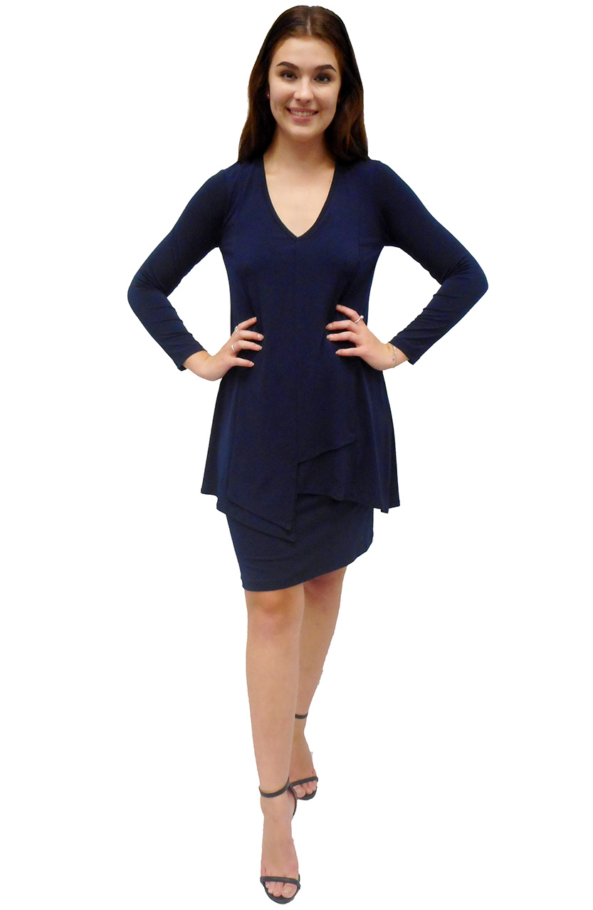 LIMITED STOCK - NAVY - Tiana soft knit overlay dress