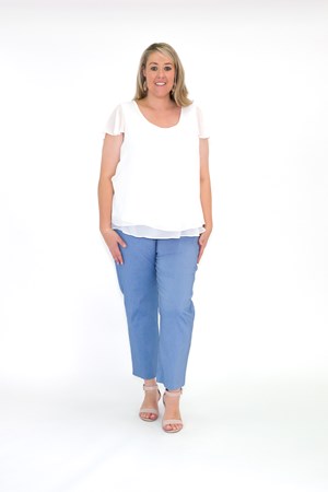CLICK TO SEE COLOURS - Helen bengaline straight leg pant with side splits