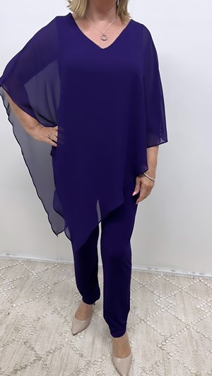Belinda Chiffon Angled Top With Soft Knit Lining -Biba