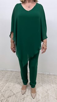 Belinda Chiffon Angled Top With Soft Knit Lining - POSEY GREEN