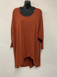 High Low Woolly Knit Jumper RUST