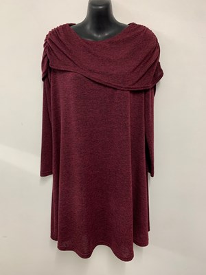 Emma Shawl Woolly Knit Dress/Tunic WINE