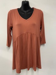 Serena v neck top with gathers RUST
