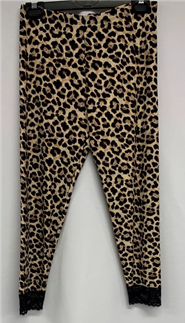 Printed Animal Tights with Lace Detail