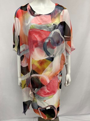 Printed Chiffon Overlay Dress w/Matching Soft Knit Print 1