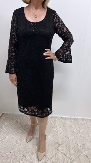 Lace Dress with soft knit lining underneath BLACK