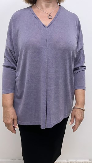 Light Weight Woolly Knit Pleat Top LILAC