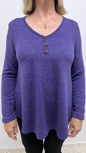 LIMITED 3 Button Woolly Knit Top PURPLE