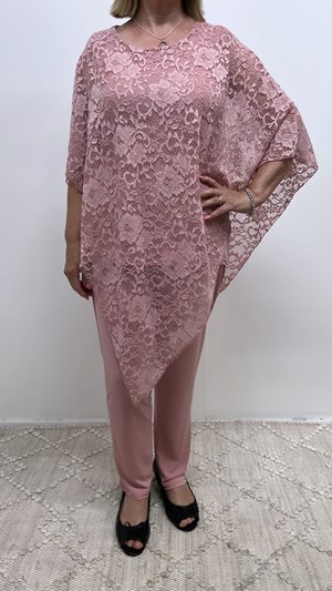 Lace Overlay Top DUSTY PINK