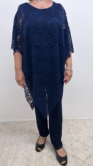 Lace Overlay Top NAVY