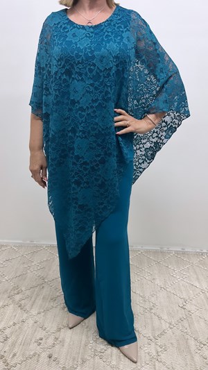 Lace Overlay Top TEAL