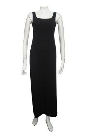 BLACK - Soft knit thick strap maxi dress