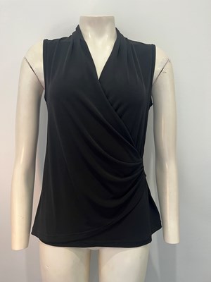 Faux Wrap Singlet BLACK