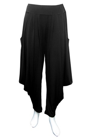 BLACK - Bella soft knit pants with cowl sides