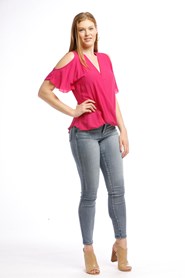 Robyn cross front blouse HOT PINK