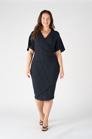 Sparkle Knit Faux Wrap Dress