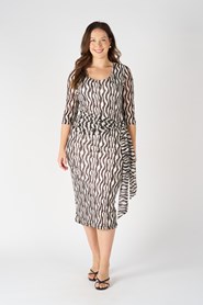 Mesh Print Dress w/lining and detachable belt