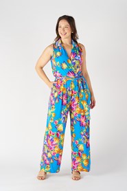 Soft Knit Print Jumpsuit w/pockets and detachable belt