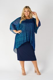 Sparkle Overlay Top AVAILABLE IN BLUE AS PICTURED AND RED