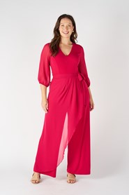 Contrast Chiffon/Soft Knit Jumpsuit