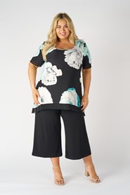 LIMITED Print Top w/contrast chiffon hem