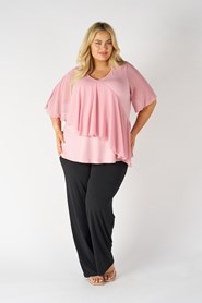 Contrast Chiffon/Soft Knit Top