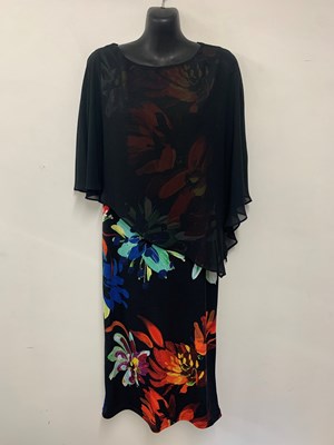 Chiffon Overlay Dress with Printed Soft Knit Underneath