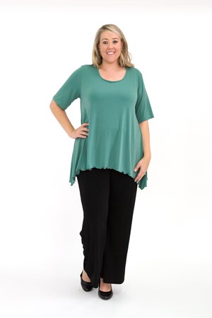 Soft Knit Top with Peaked Sides MOSS GREEN