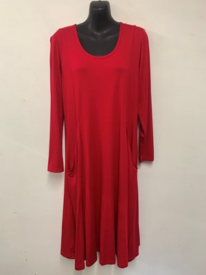 Tessa Long Sleeve Wonderland Knit Tunic Dress with Pockets FIRE