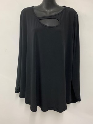 Plain Soft Knit Long Sleeve Top BLACK