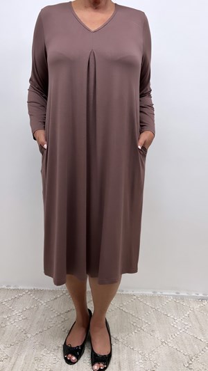 Inverted Pleat Dress MOCHA