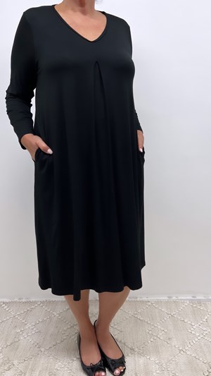 Inverted Pleat Dress BLACK