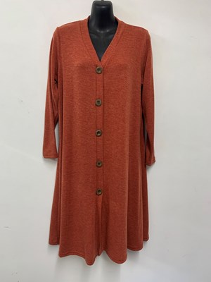Alba Wool Knit Cardi with wood buttons RUST