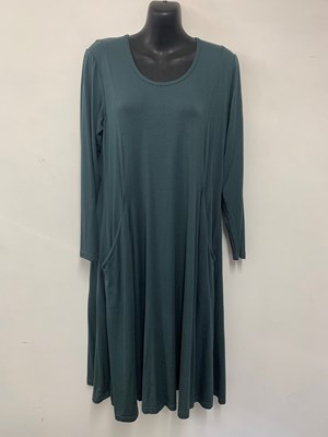 Tessa Long Sleeve Wonderland Knit Tunic Dress with Pockets ARMY GREEN