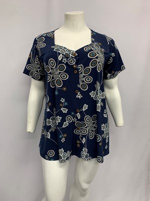 Becky Printed Top with Wood Buttons