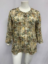 RTM Kelsey Print Chiffon Top with Gold Lurex Thread