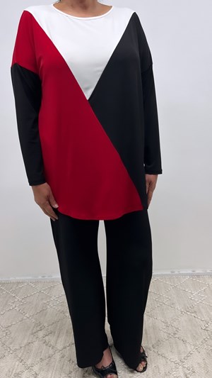 3 Tone Jersey Top RED/BLACK