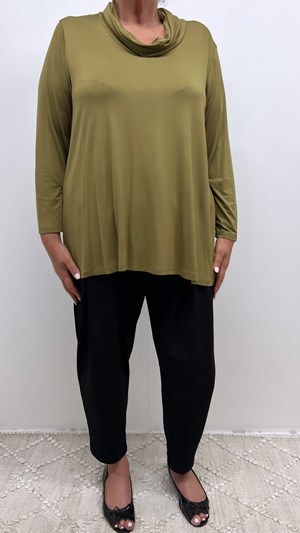 Bamboo Cowl Neck Top OLIVE GREEN