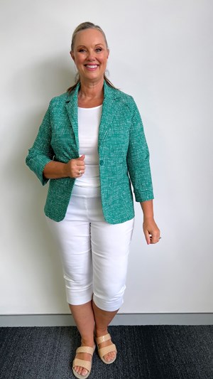 Print Sateen Jacket GREEN CHECK PRINT